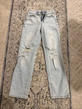 SO Light Blue Distressed Straight Leg Jeans